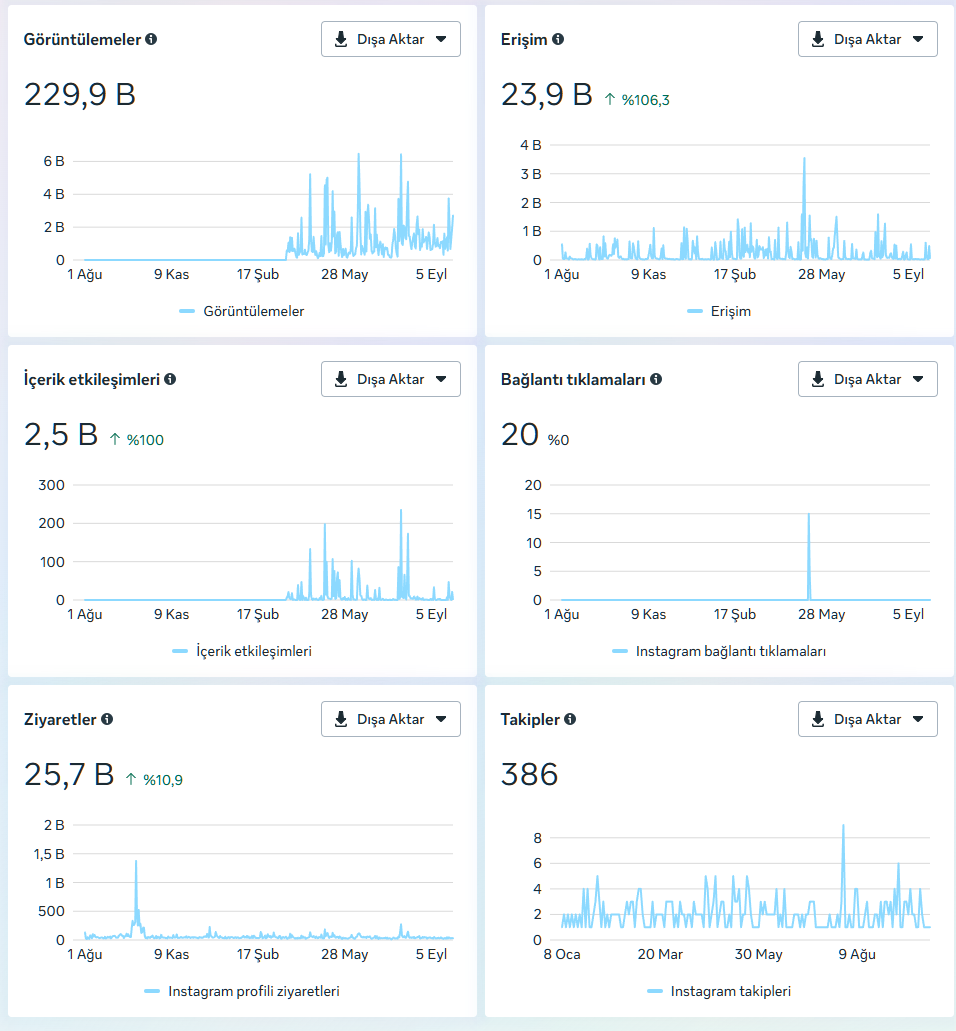 Instagram genel metrikler paneli